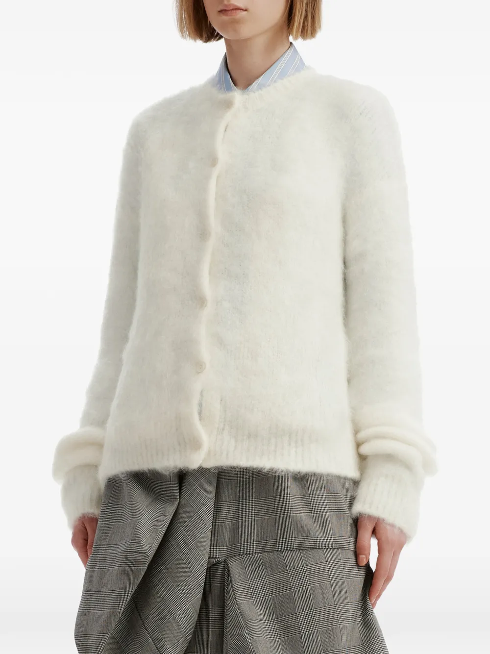 Enföld brushed-knit cardigan Wit