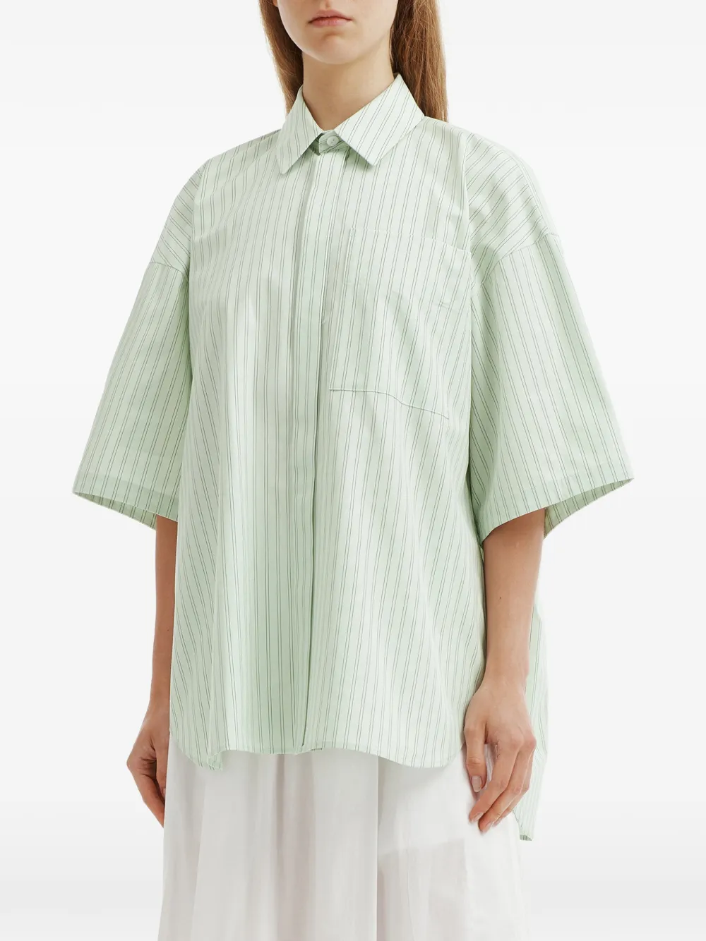 Enföld striped short-sleeve shirt Groen