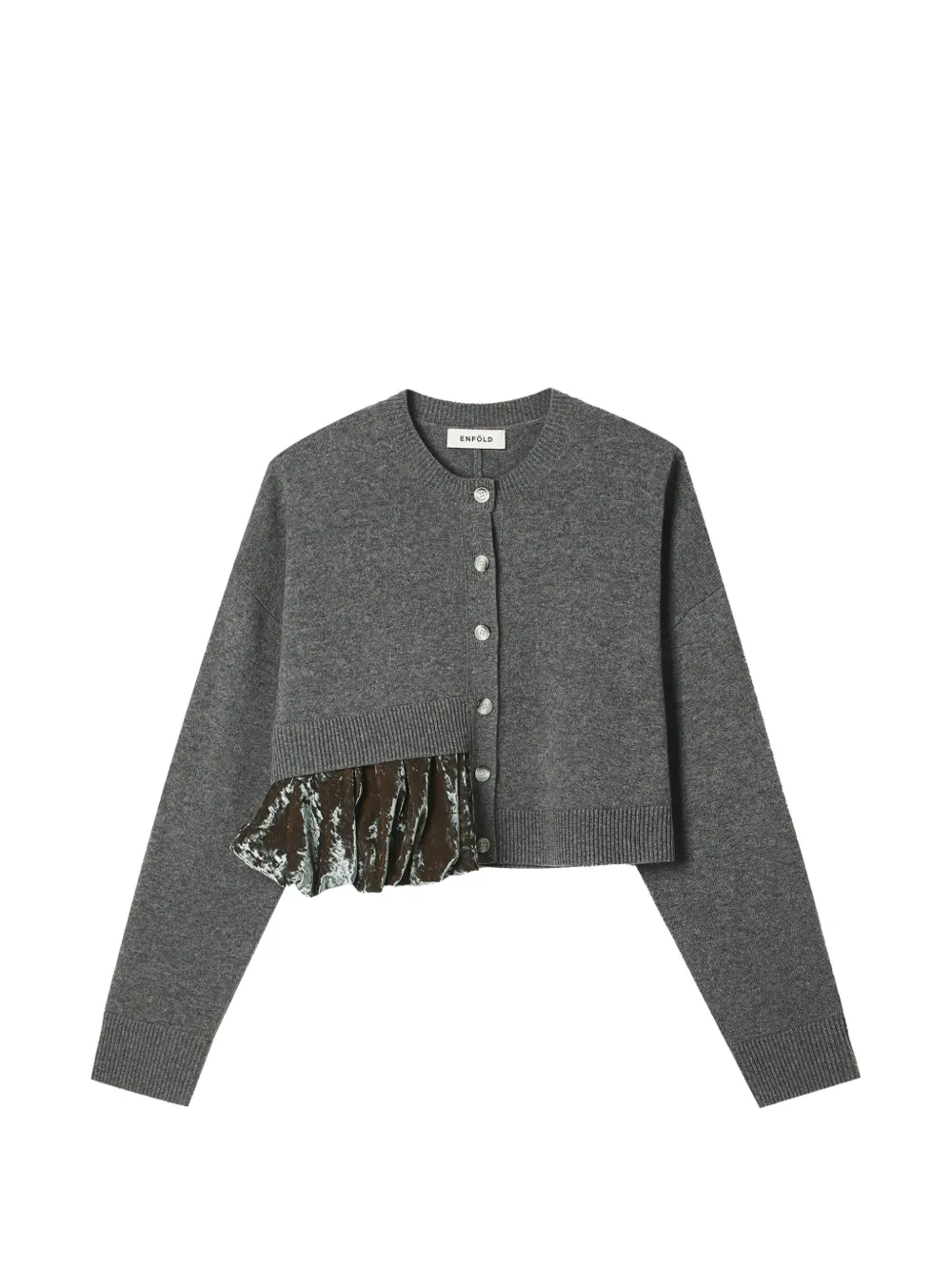 Enföld cardigan crop à empiècements en velours - Gris Enföld cardigan crop à empiècements en velours - Gris