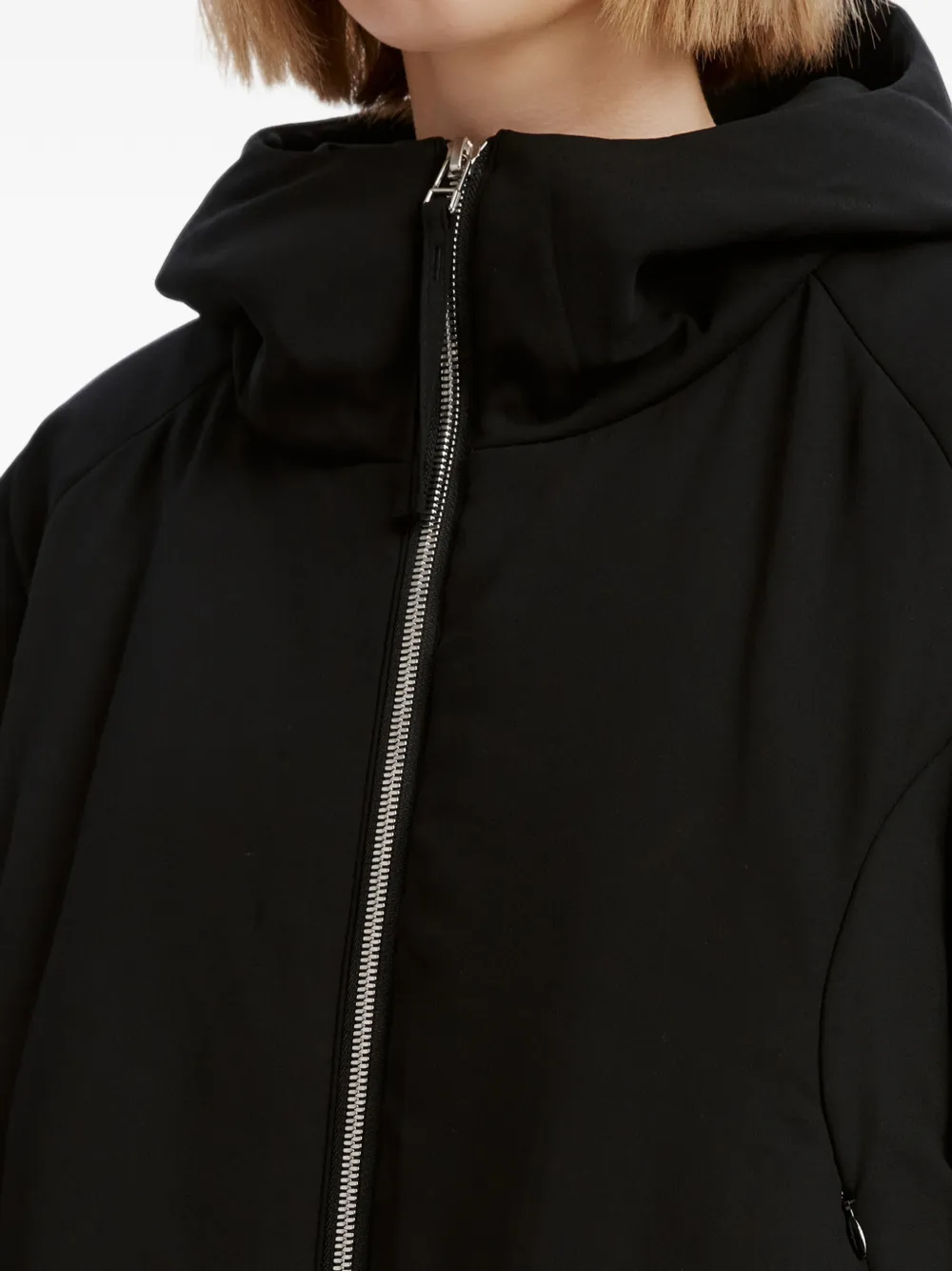 Enföld 3D-hem hooded coat Zwart