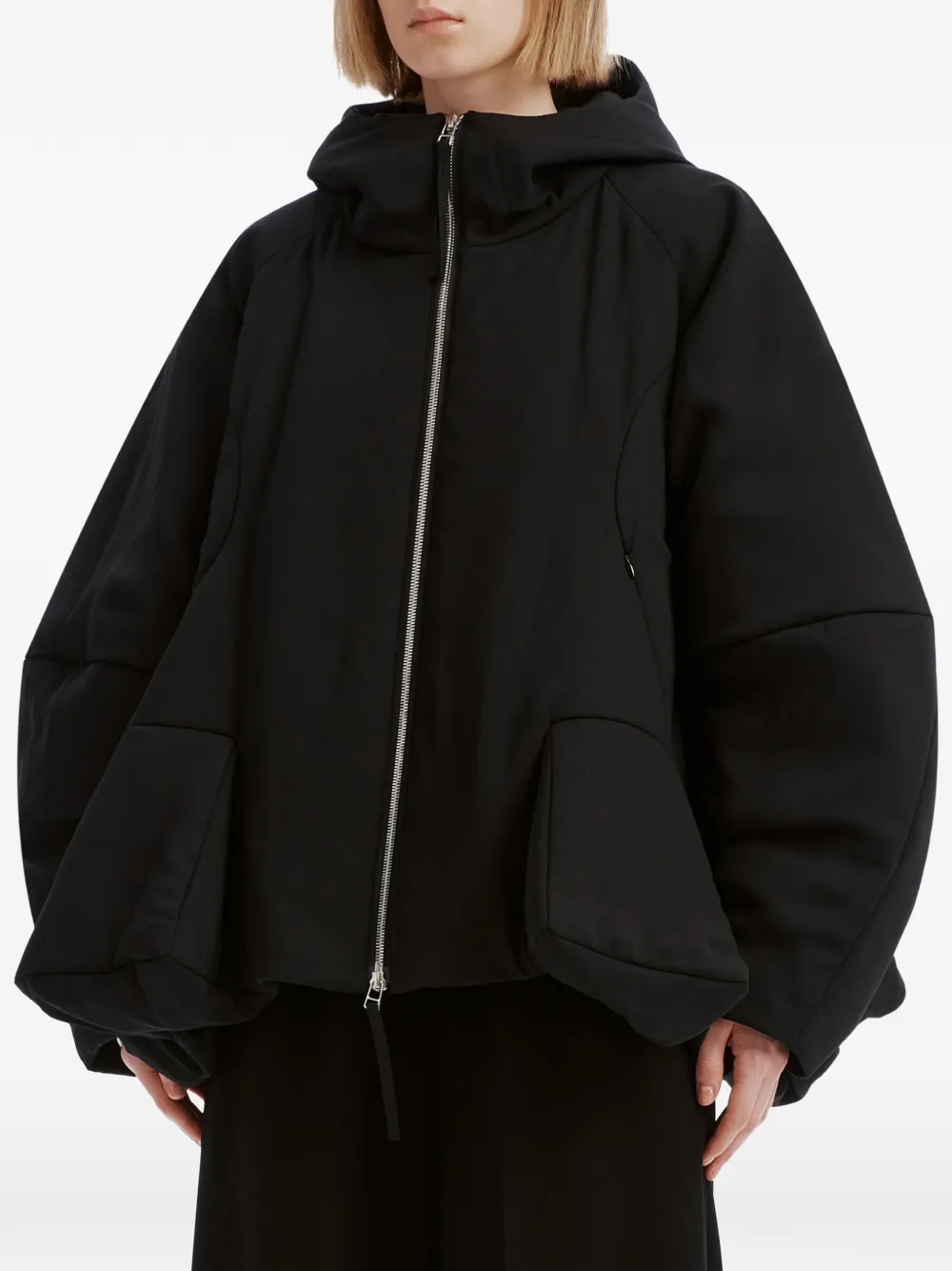 Enföld 3D-hem hooded coat Zwart