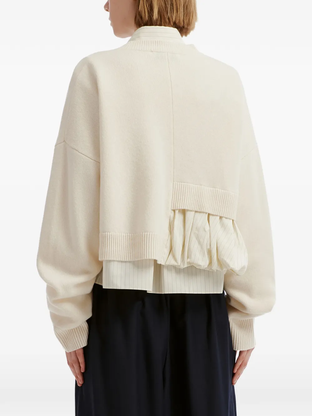 Enföld ruffled layered-effect cardigan Beige