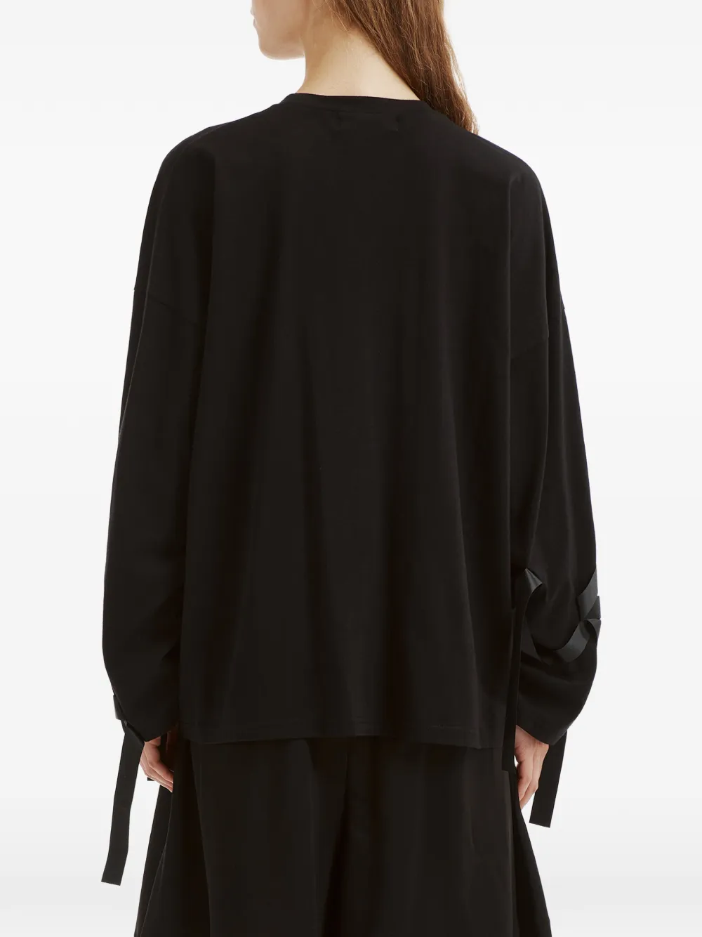 Enföld ribbon-embellished long-sleeve T-shirt Zwart