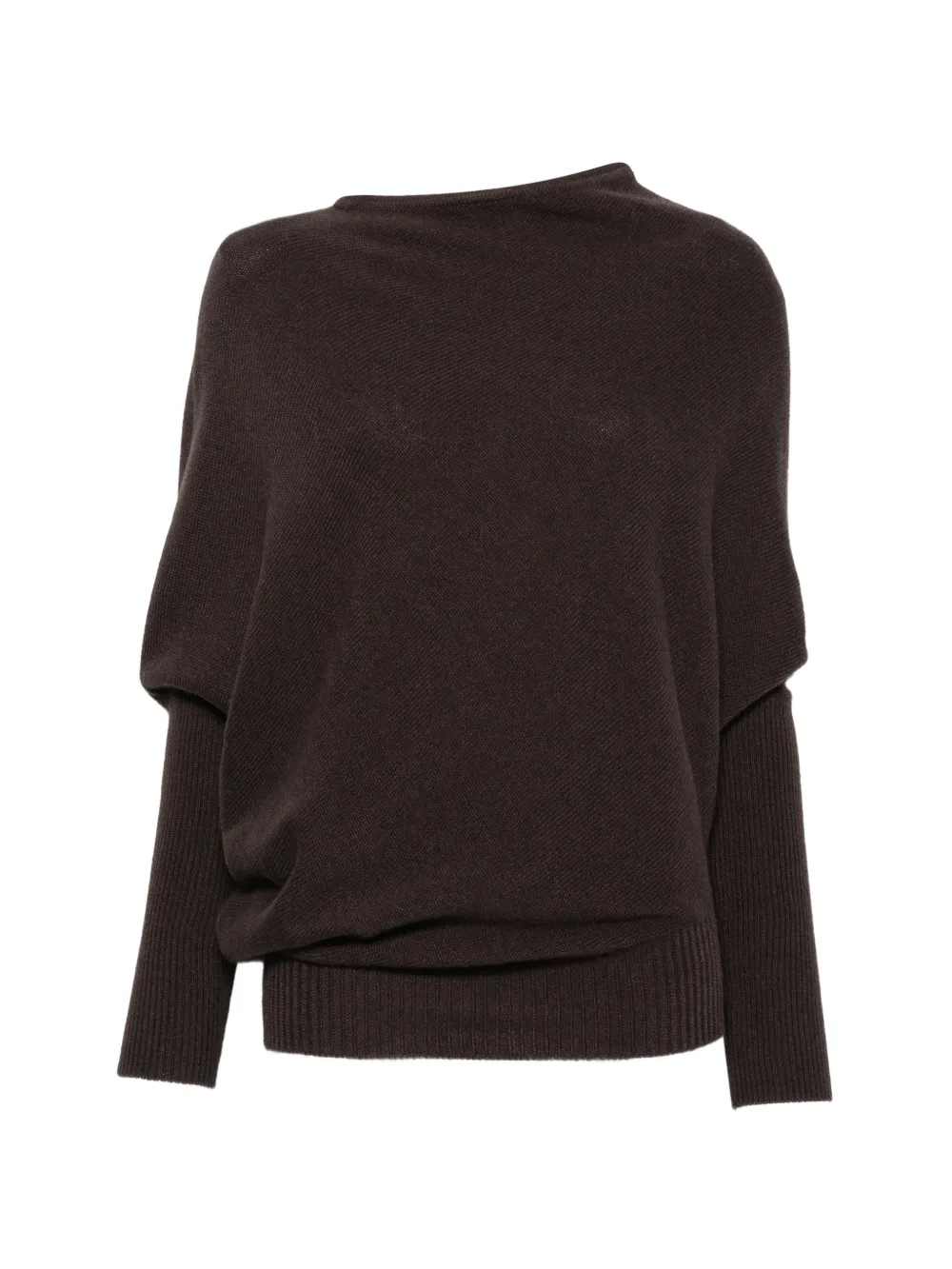 Agnona batwing-sleeve ribbed-trim sweater - Braun