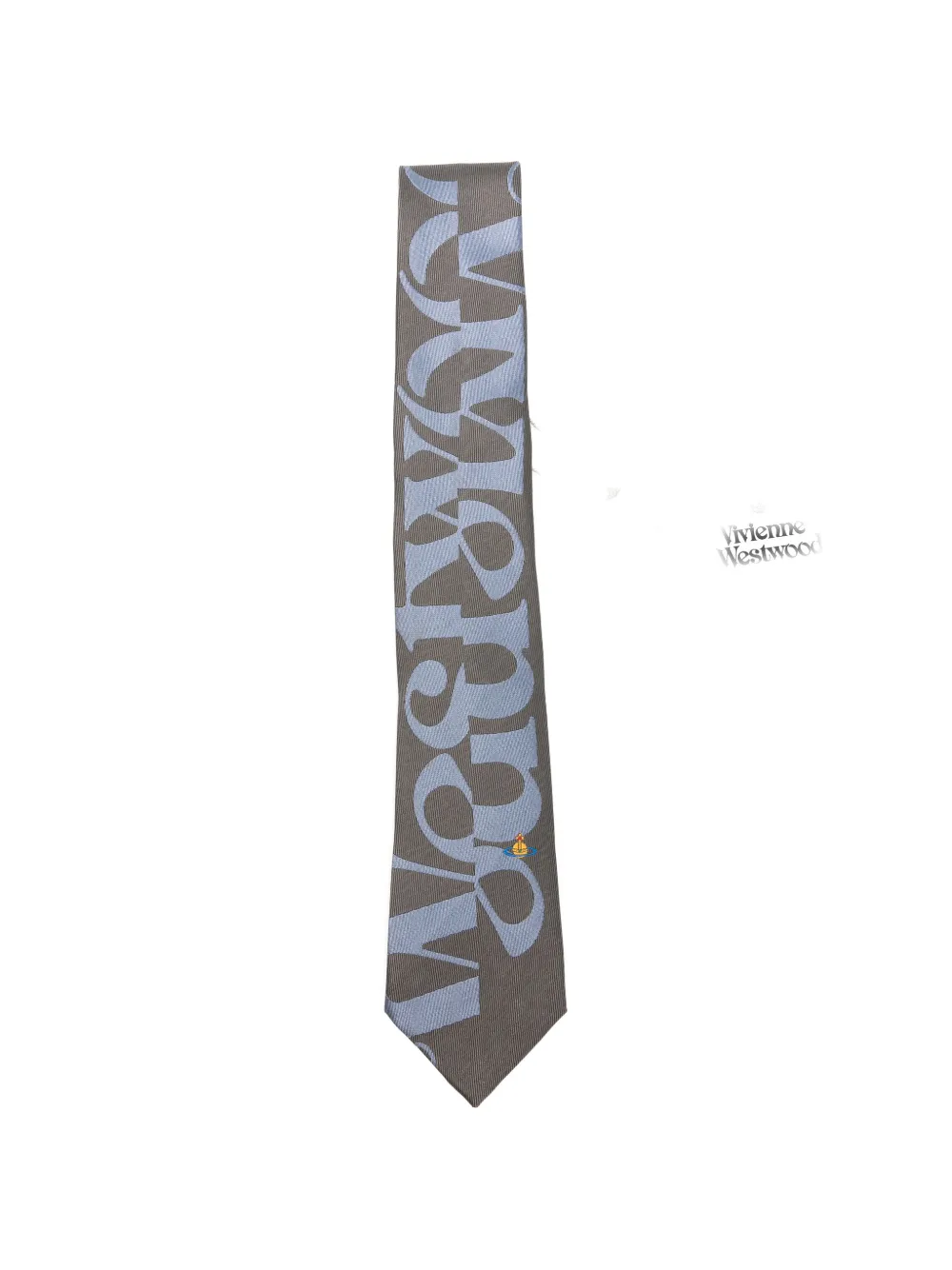 Vivienne Westwood Logo-print Silk Tie In Brown