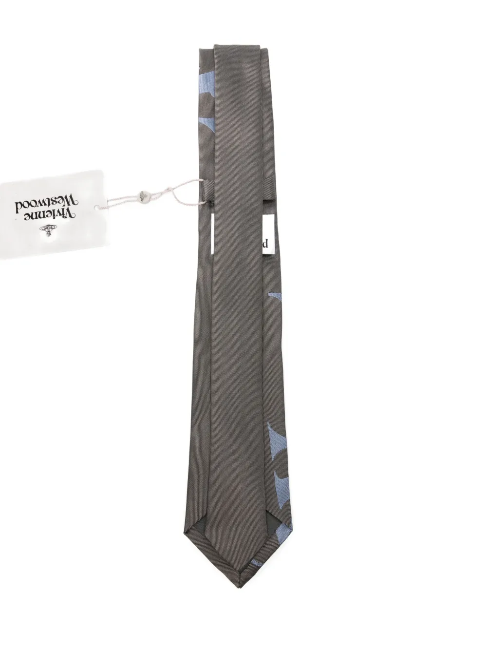 Vivienne Westwood logo-print silk tie Grijs