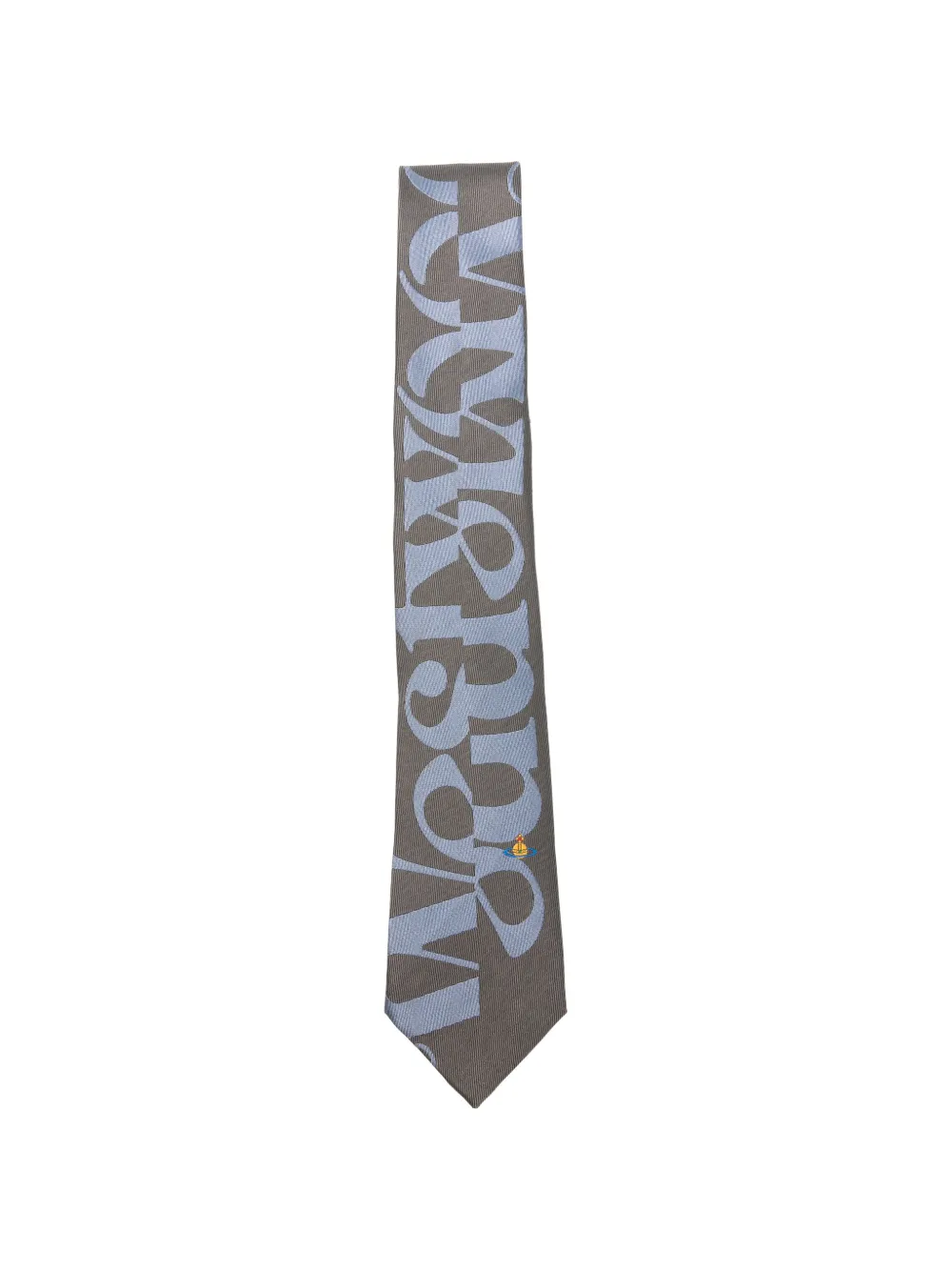 Vivienne Westwood logo-print silk tie Grijs