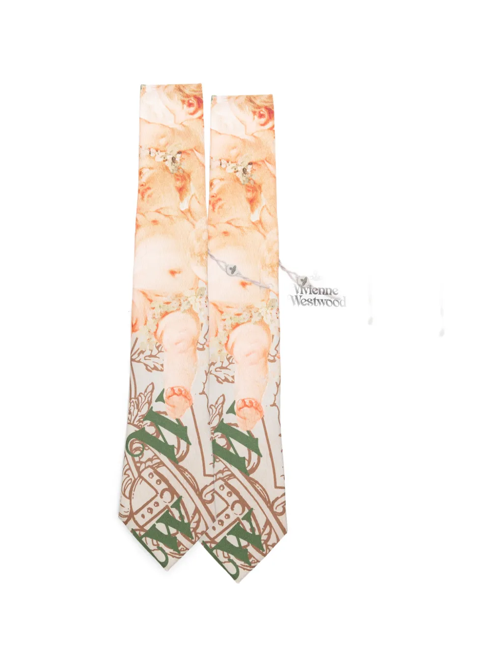 Vivienne Westwood cherub-print Orb tie Beige