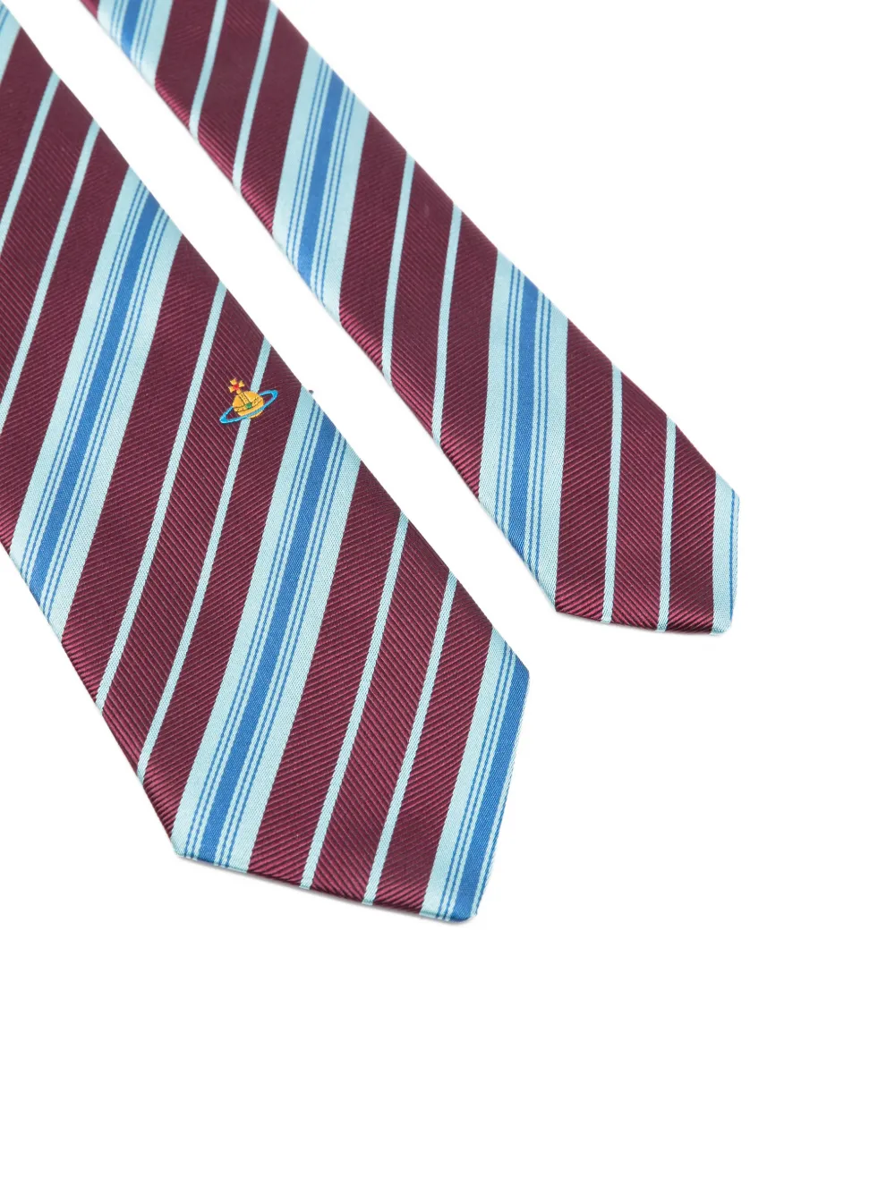 Vivienne Westwood Orb-embroidered striped tie Rood