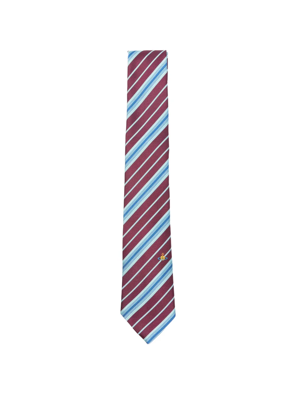 Vivienne Westwood Orb-embroidered striped tie Rood
