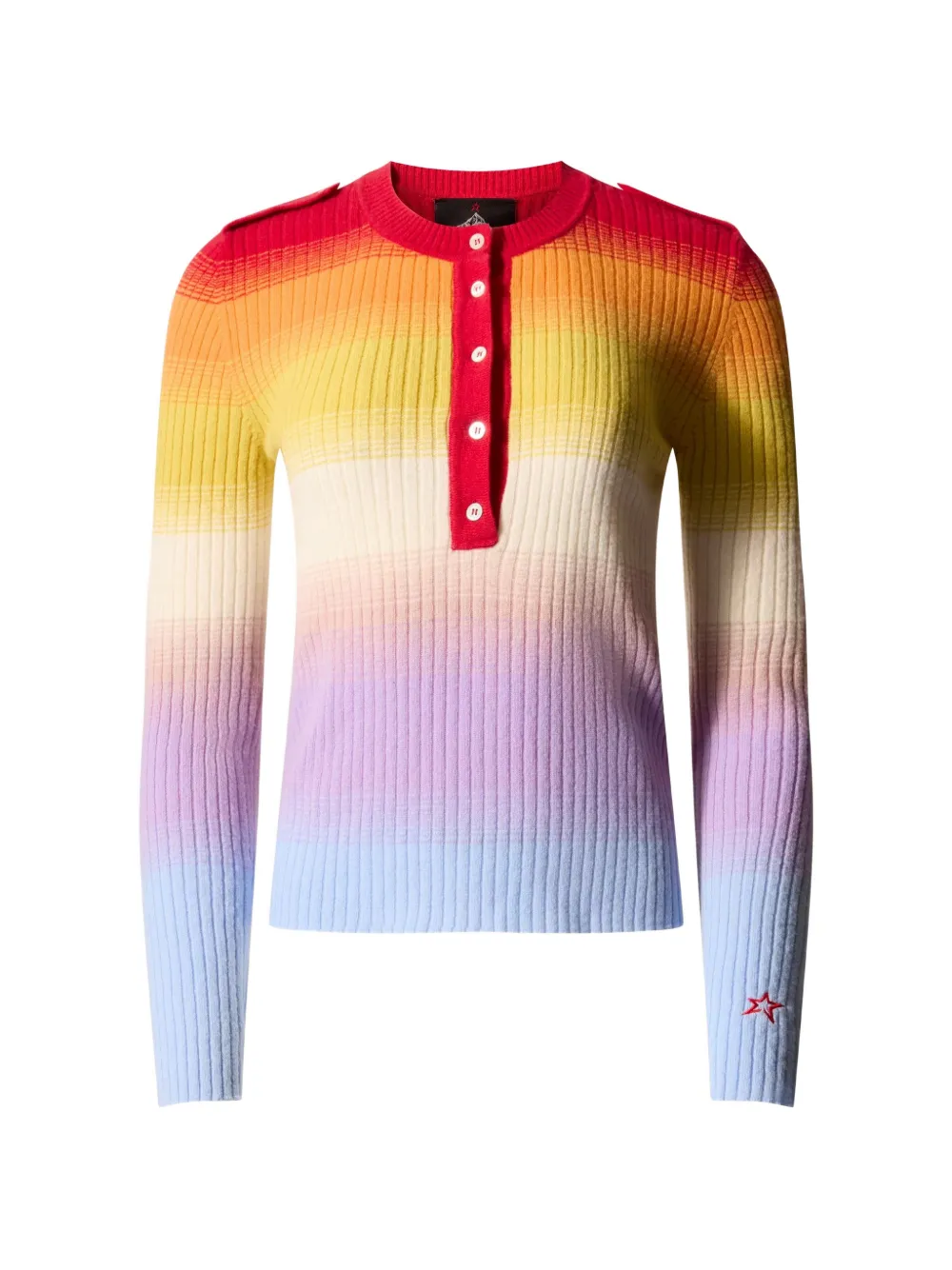 Perfect Moment rainbow-knit button-up sweater - Arancione
