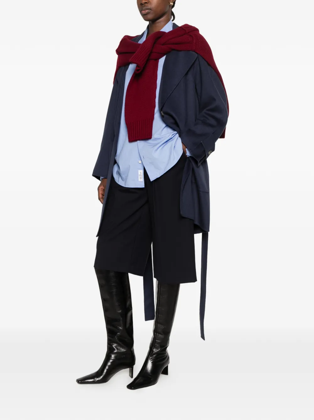 JOSEPH belted notch-lapels coat Blauw