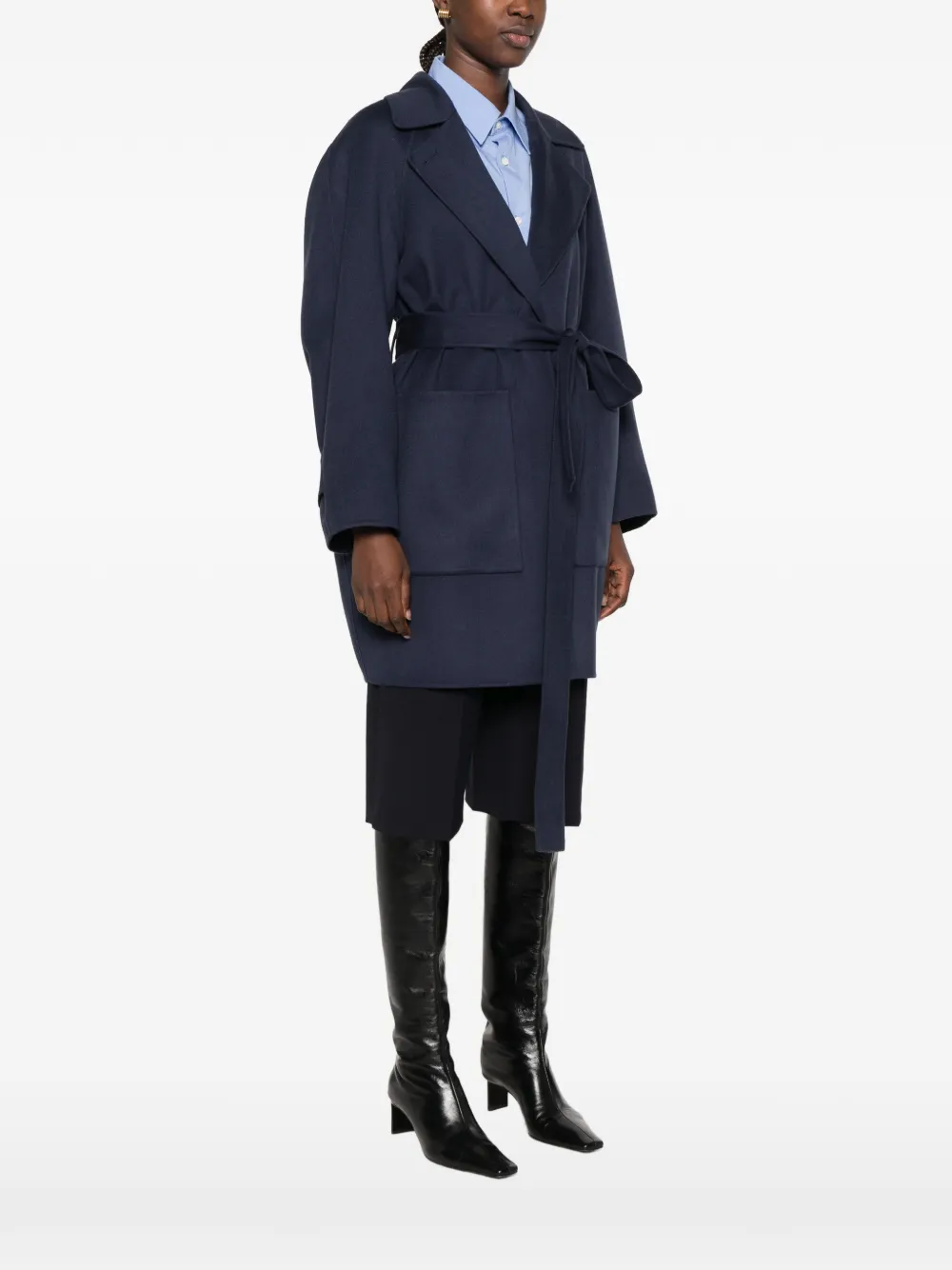 JOSEPH belted notch-lapels coat Blauw