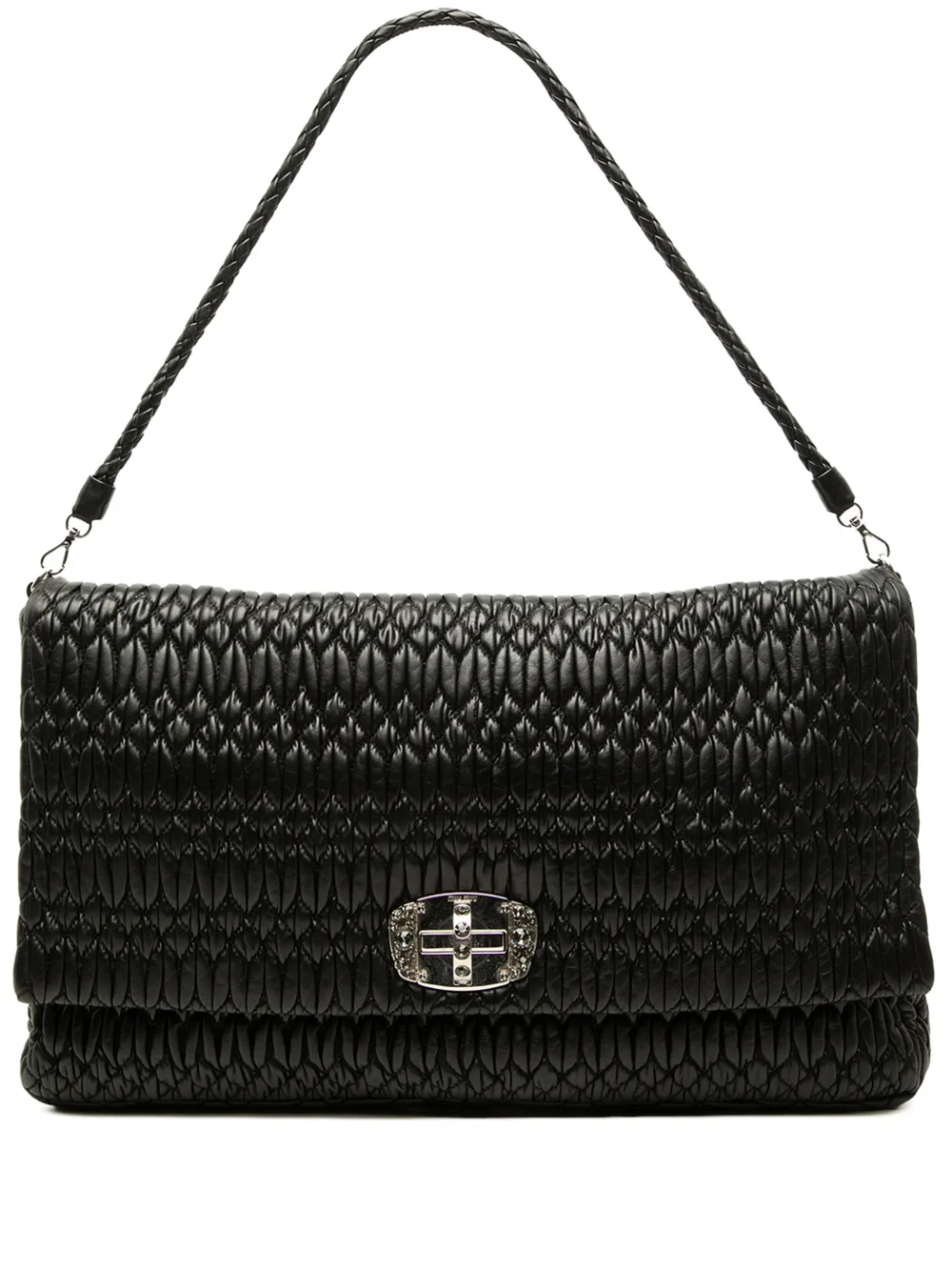 Miu Miu Pre-Owned 2010-2026 Matelasse Nappa Crystal Chain satchel - Nero