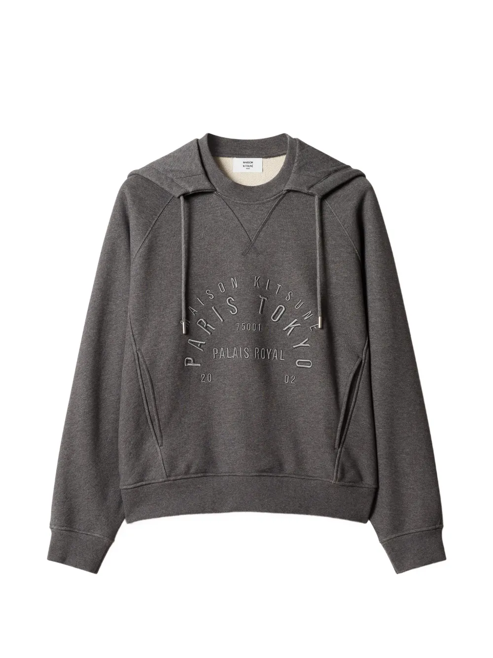 Maison Kitsuné College logo-embroidered drawstring hoodie - Grau