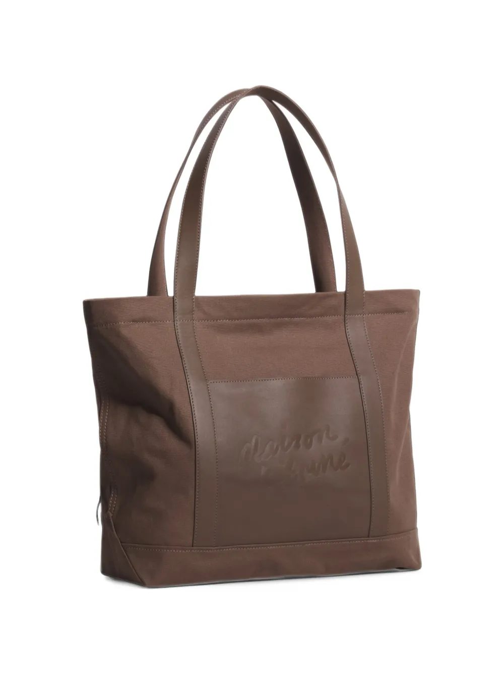 Maison Kitsuné logo-embossed tote bag Bruin
