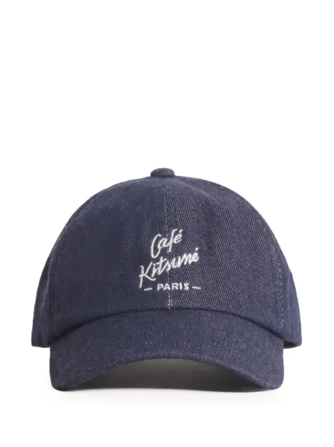 CAFÉ KITSUNÉ logo-embroidered denim baseball cap