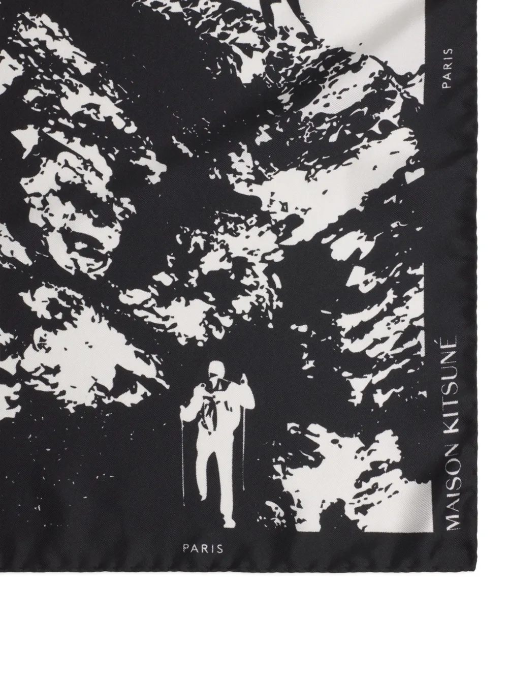 Maison Kitsuné Polarized graphic-print silk scarf Zwart