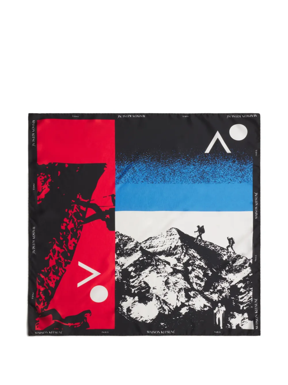 Maison Kitsuné Polarized graphic-print silk scarf Zwart