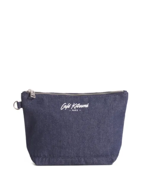 CAFÉ KITSUNÉ logo-print denim wash bag