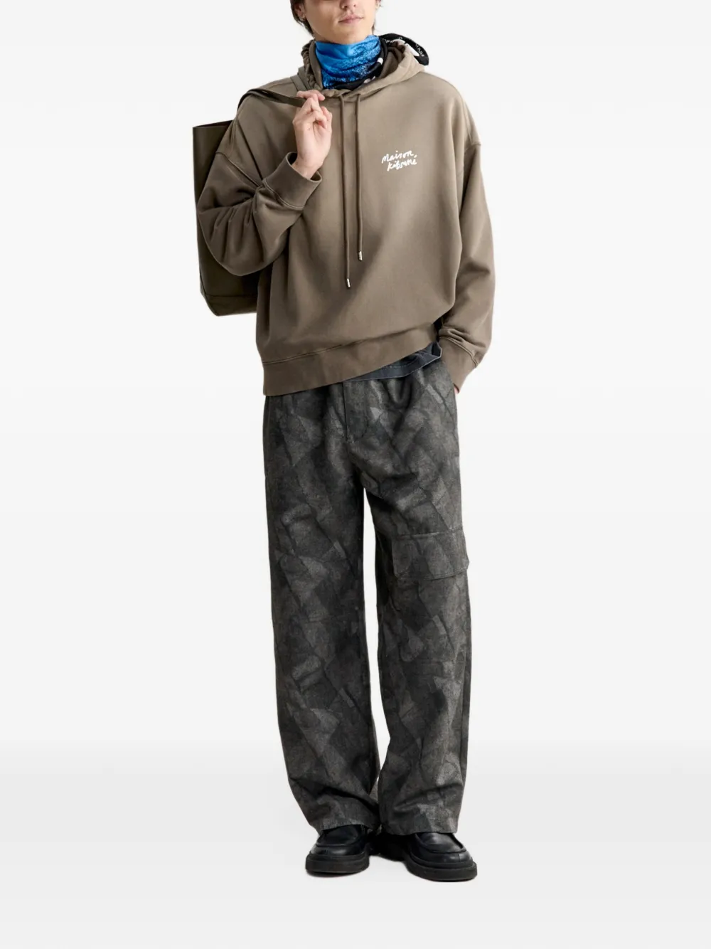 Maison Kitsuné logo-print cotton hoodie Bruin