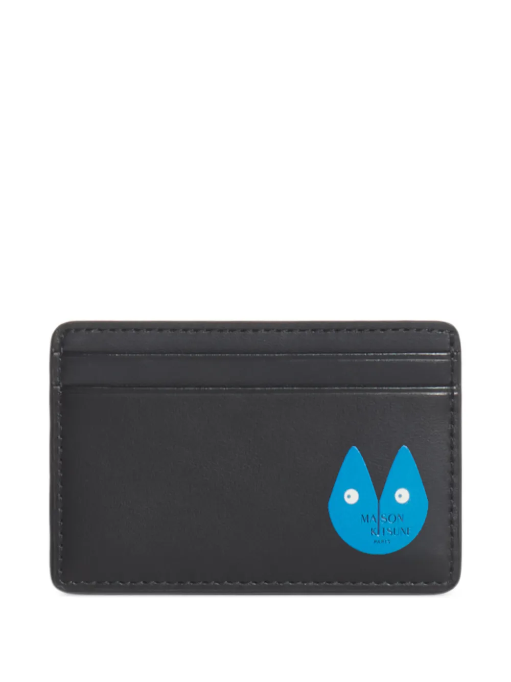 Maison Kitsuné logo-print leather cardholder - Nero