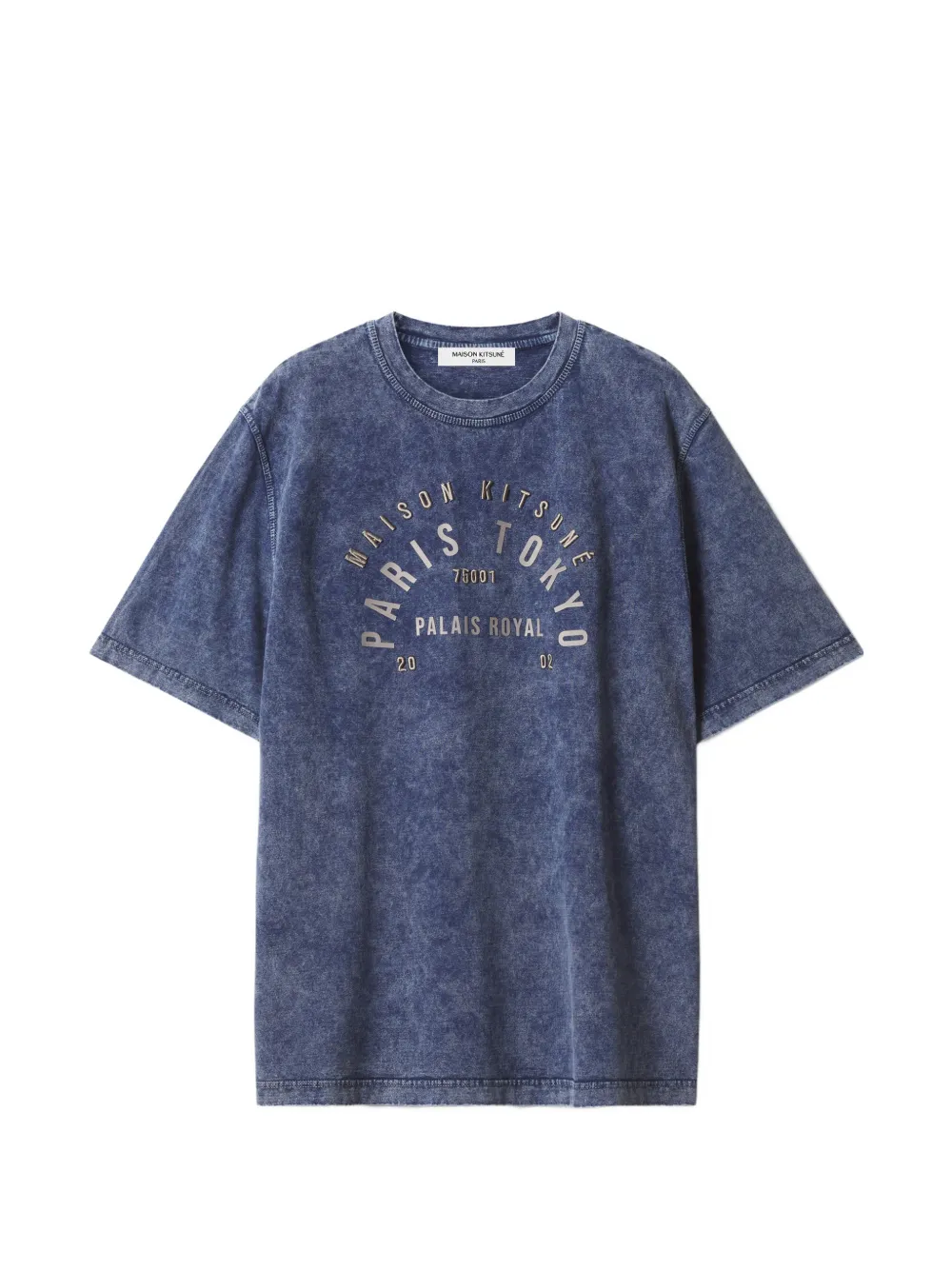 Maison Kitsuné College acid-wash t-shirt Blauw