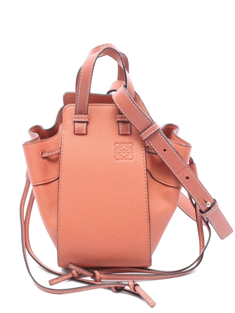 Loewe Pre-Owned 2010-2026 Mini Grained Calfskin Drawstring Hammock Bag satchel - Orange