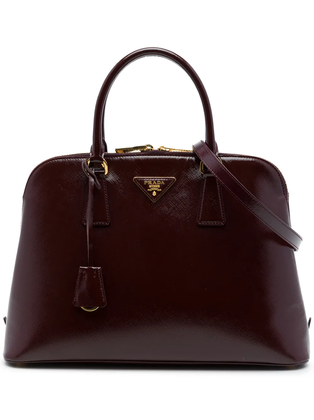 Prada Pre-Owned 2010-2026 Large Saffiano Vernice Promenade satchel - Rosso