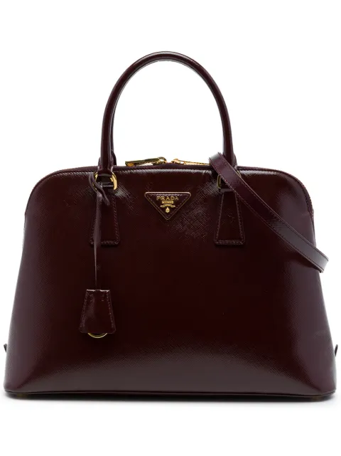 Prada Pre-Owned 2010-2026 Large Saffiano Vernice Promenade satchel