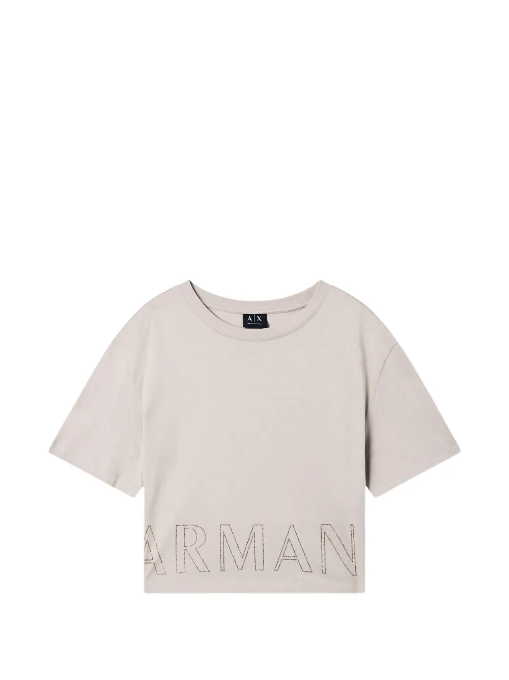 Armani Exchange logo-embroidered cropped T-shirt Grijs