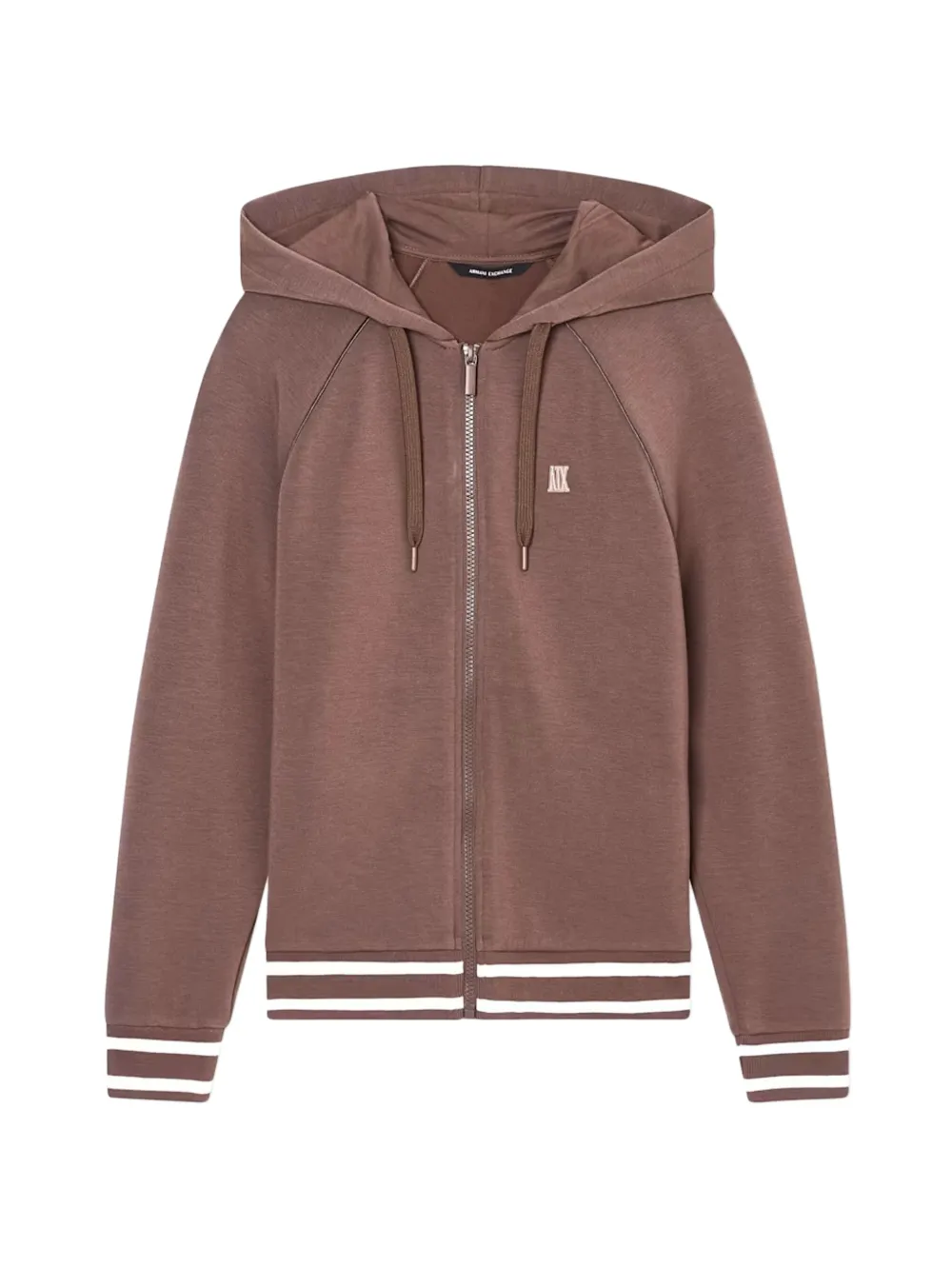 Armani Exchange striped-trim zip-up hoodie - Marrone