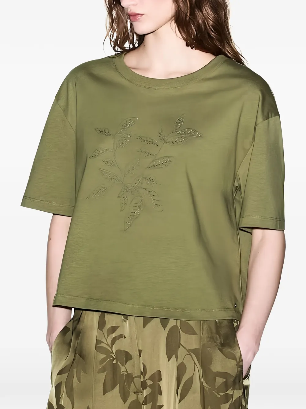 Armani Exchange cotton cropped T-shirt Groen