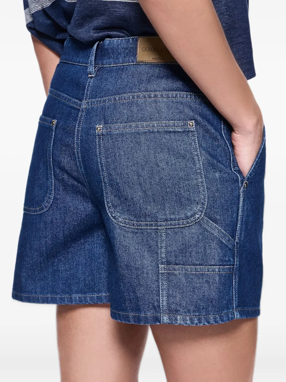 Giorgio Armani contrast-stitch denim shorts Blauw