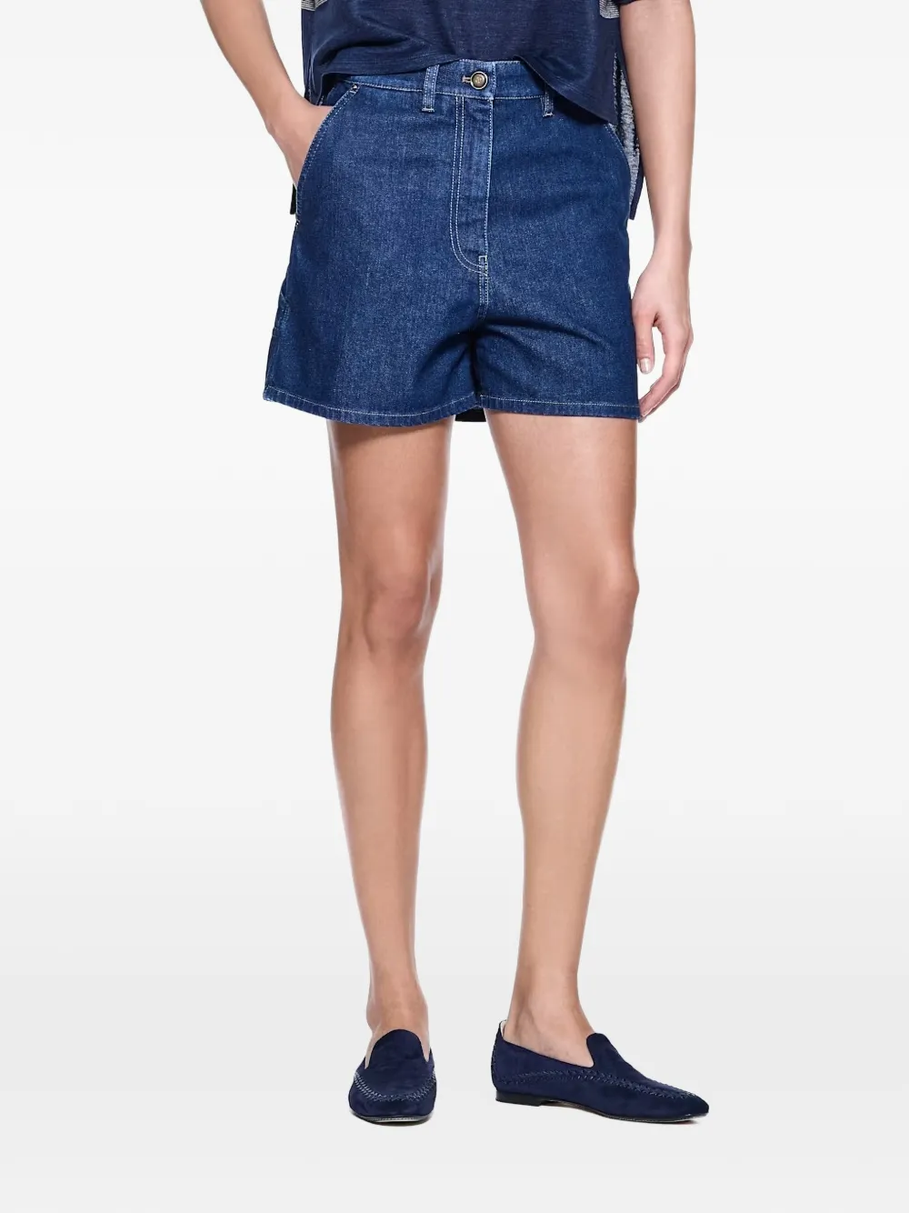 Giorgio Armani contrast-stitch denim shorts Blauw