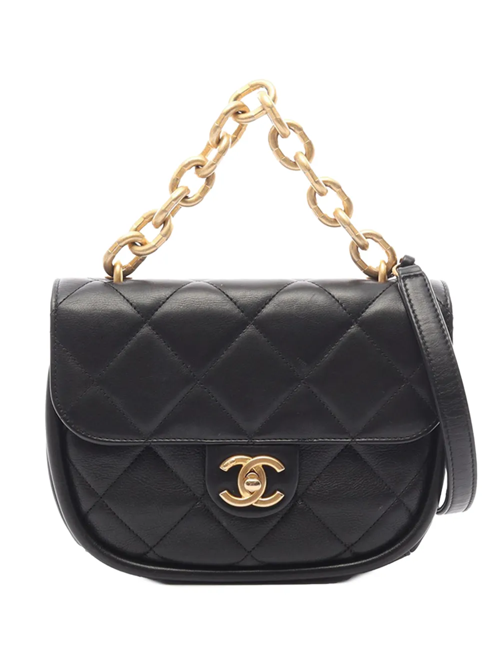 CHANEL Pre-Owned 2021-2026 Mini Quilted Lambskin Flap Messenger Bag satchel - Schwarz