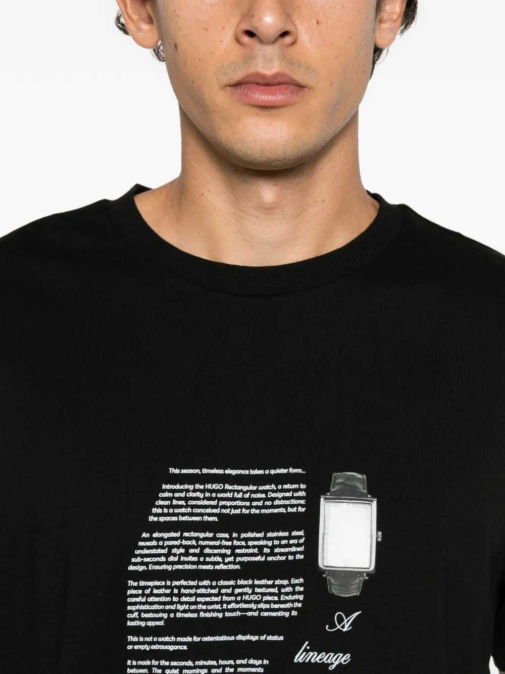 HUGO Devro graphic-print crew-neck T-shirt Zwart