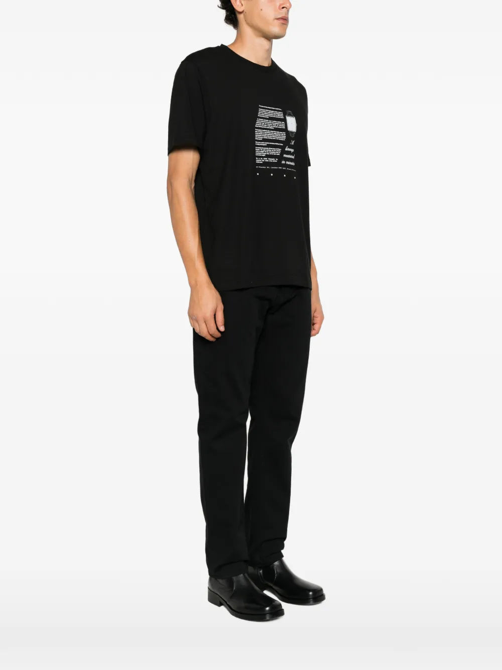 HUGO Devro graphic-print crew-neck T-shirt Zwart