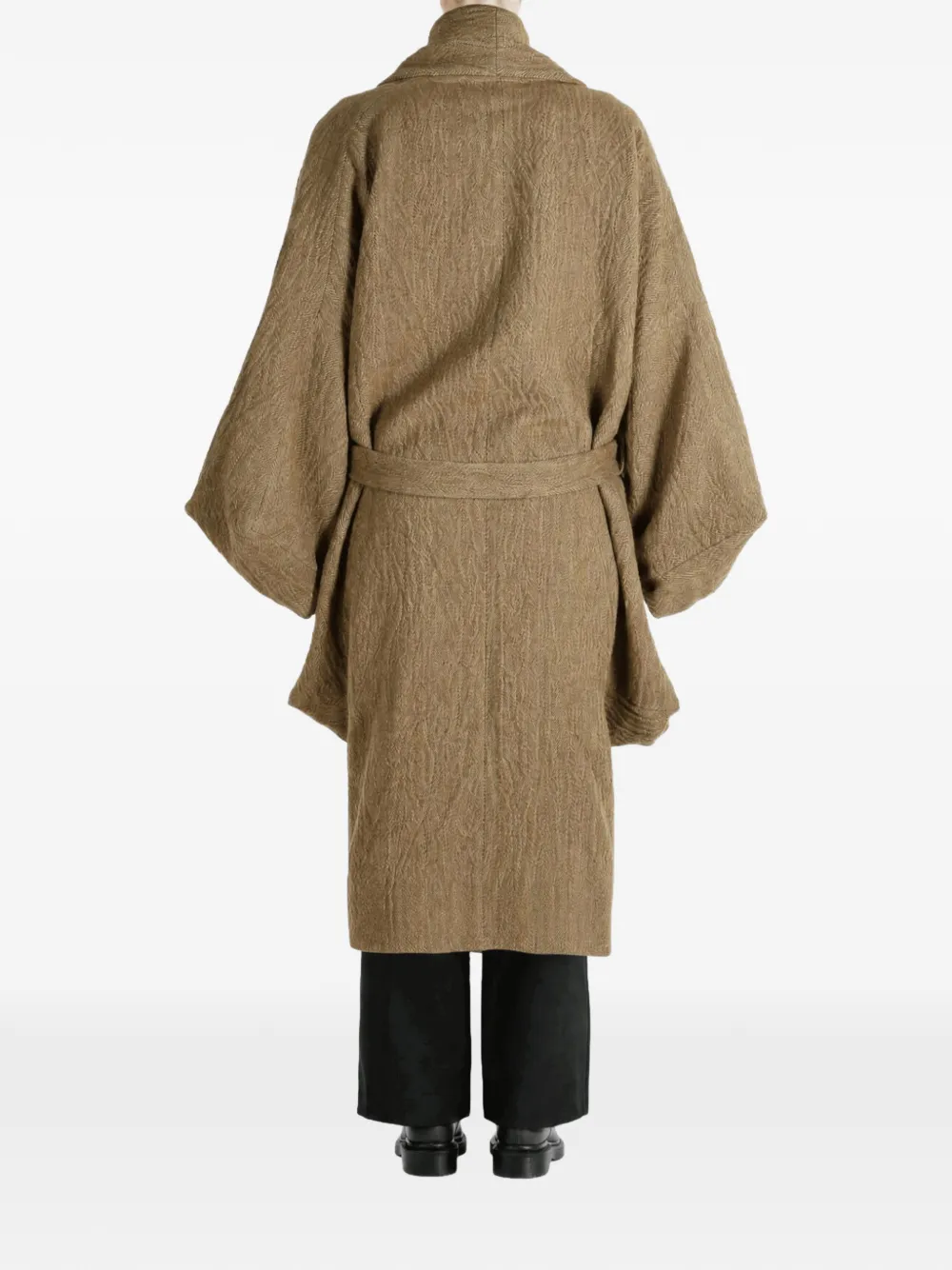 Uma Wang belted shawl-collar coat Beige