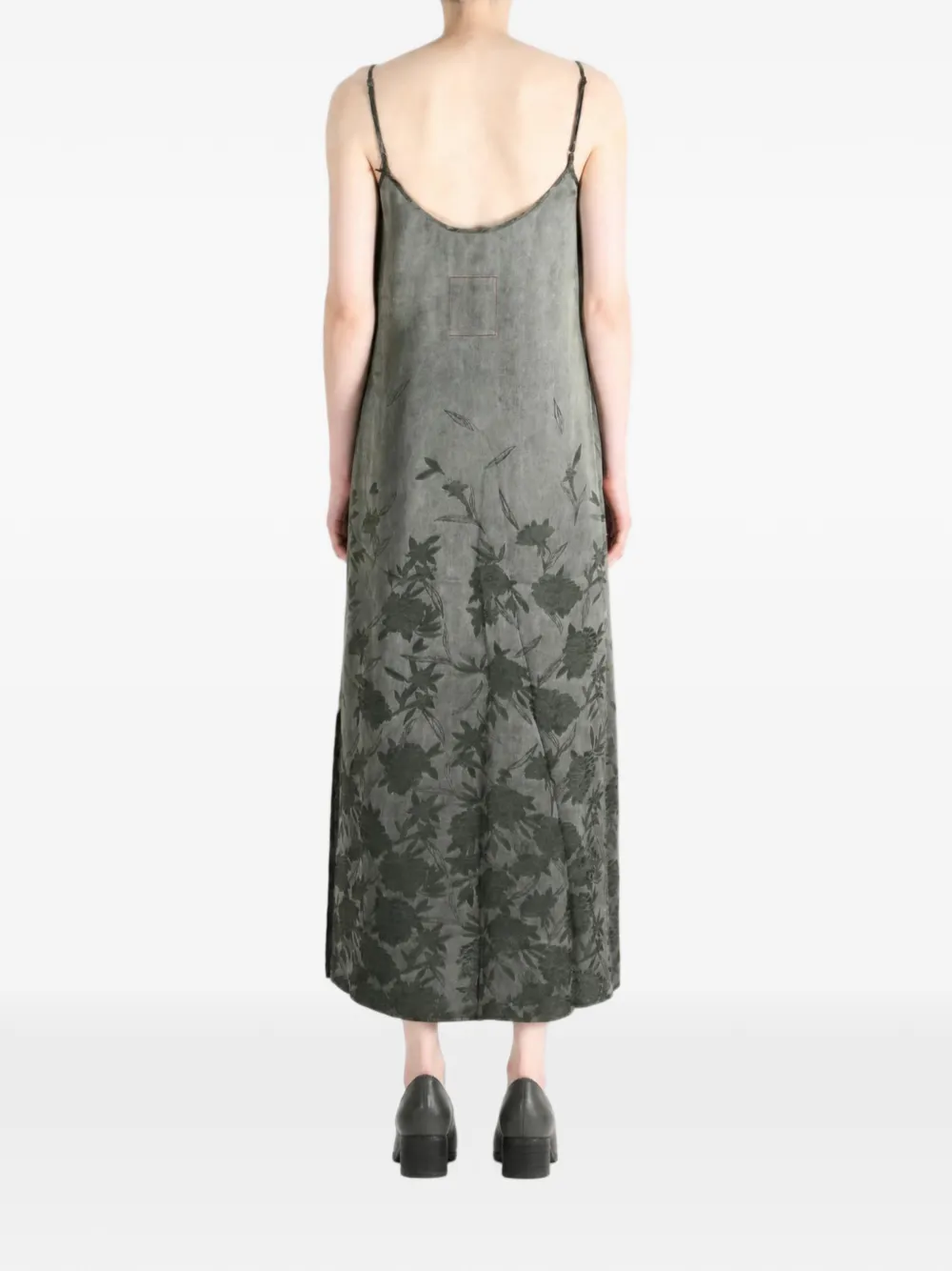 Uma Wang floral-print slip midi dress Groen