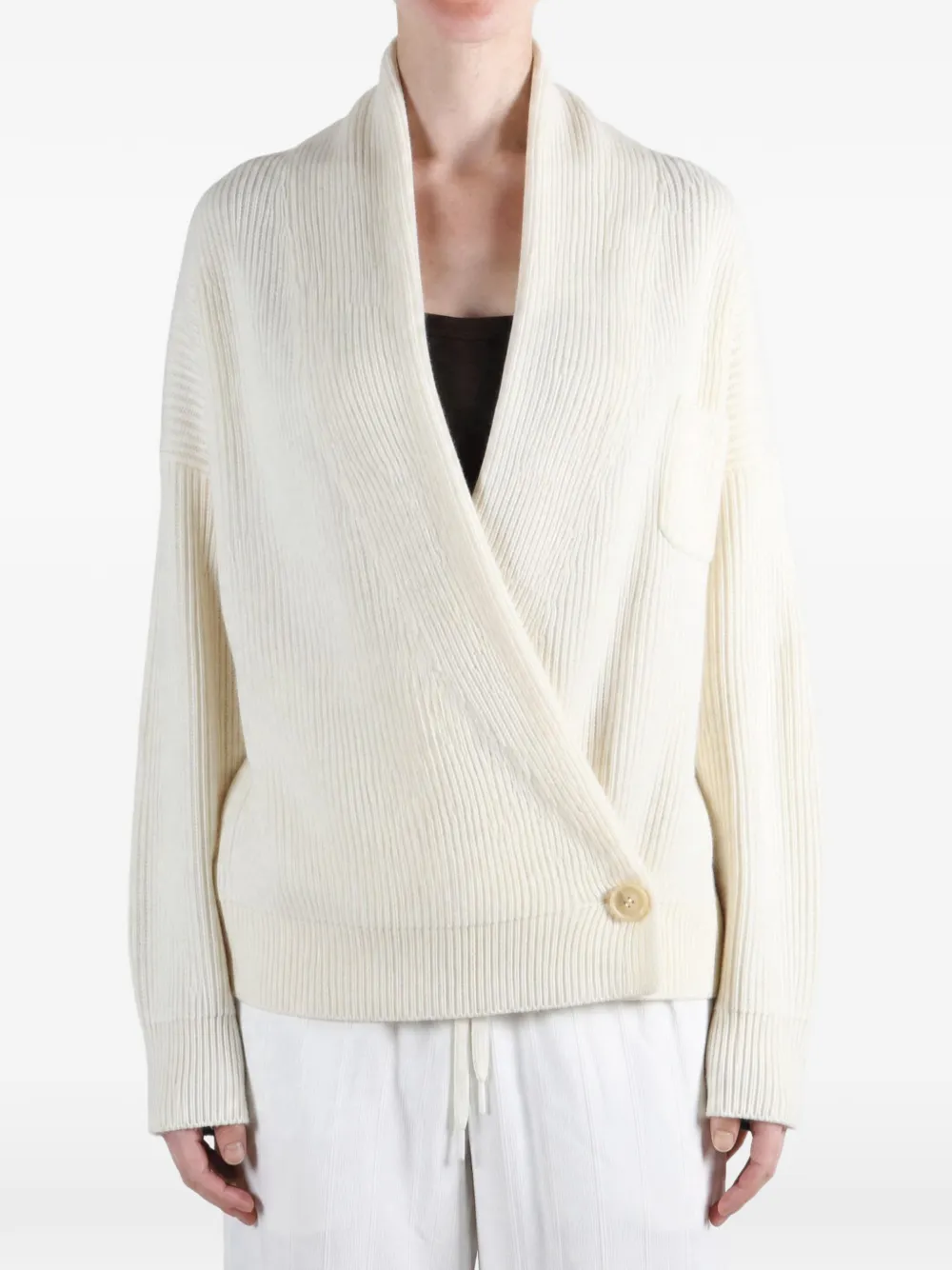 Brunello Cucinelli English rib cashmere cardigan Beige