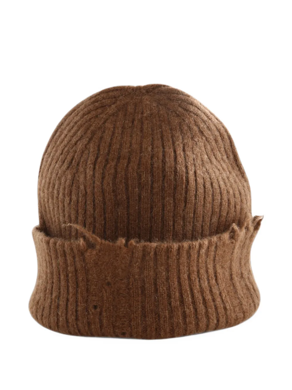 Uma Wang Soft distressed cashmere beanie hat Bruin