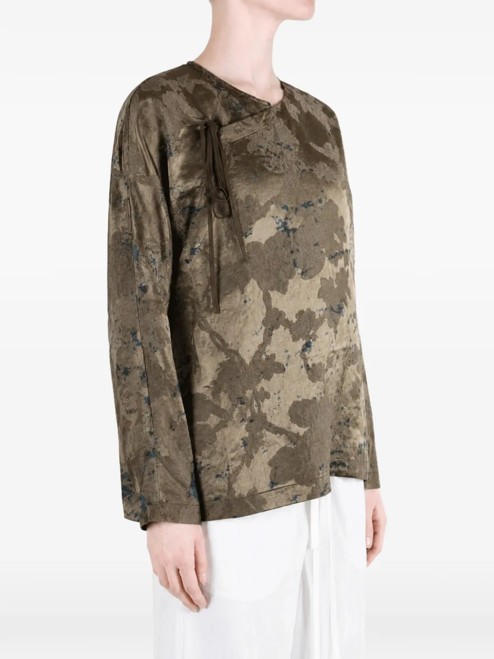 Uma Wang floral-print tie-fastening blouse Bruin