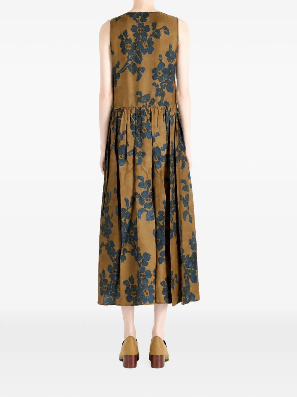 Uma Wang floral-print sleeveless midi dress Bruin