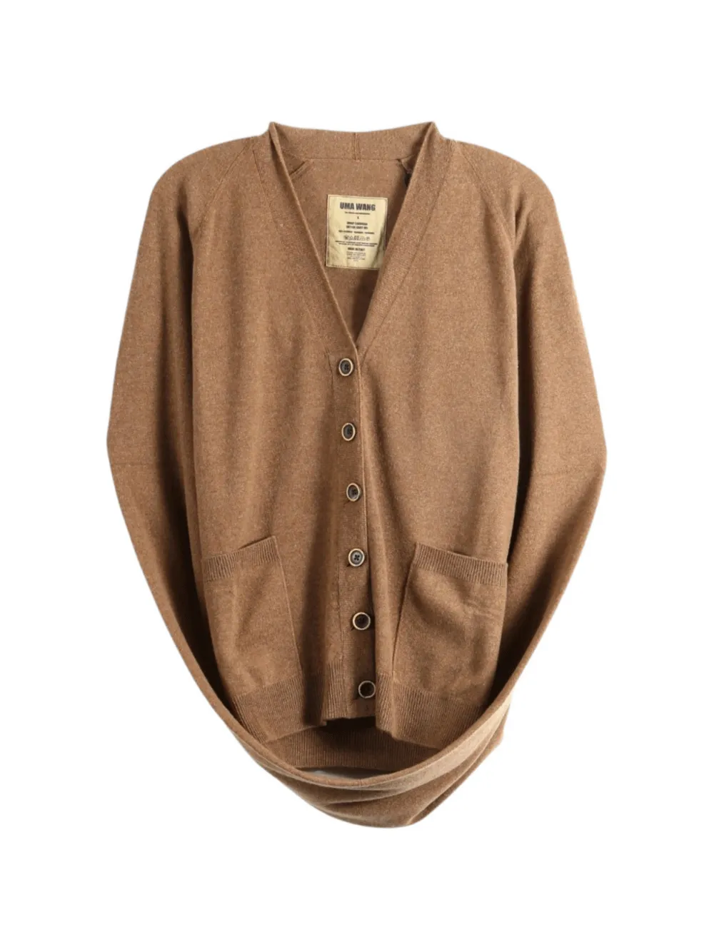 Uma Wang wrap-detail V-neck cardigan - Marrone