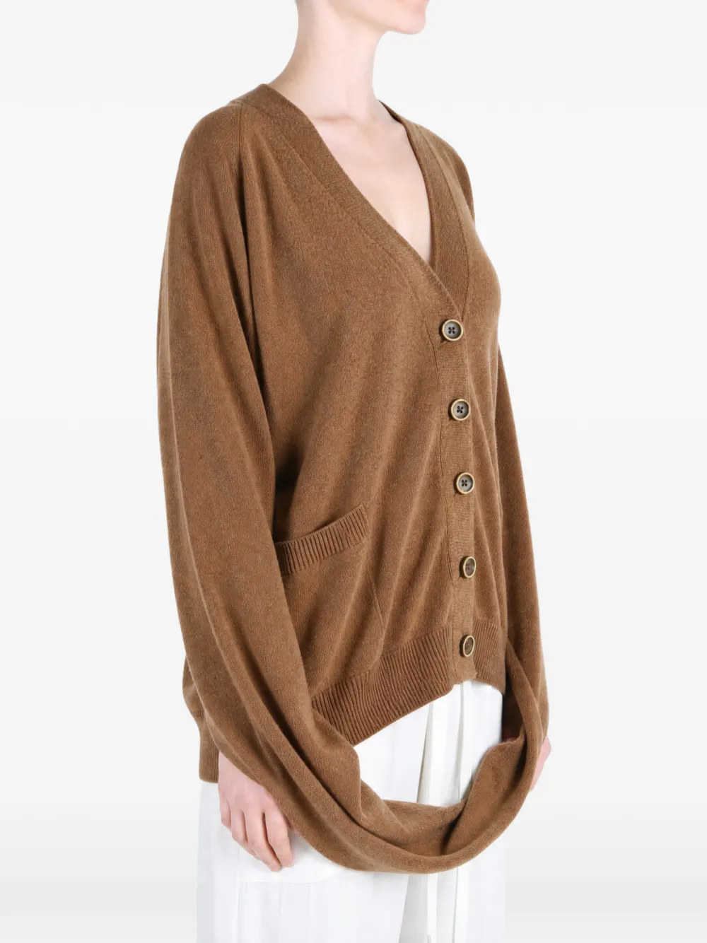 Uma Wang wrap-detail V-neck cardigan Bruin