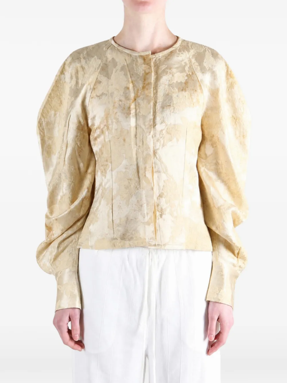 Uma Wang floral-print puff-sleeve blouse Beige