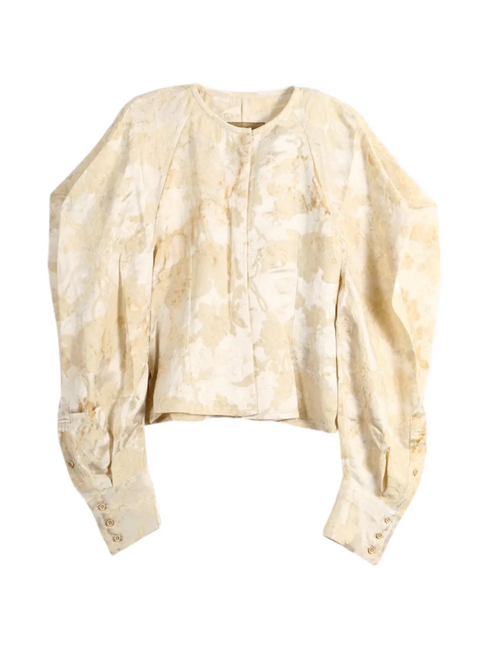 Uma Wang floral-print puff-sleeve blouse - Toni neutri