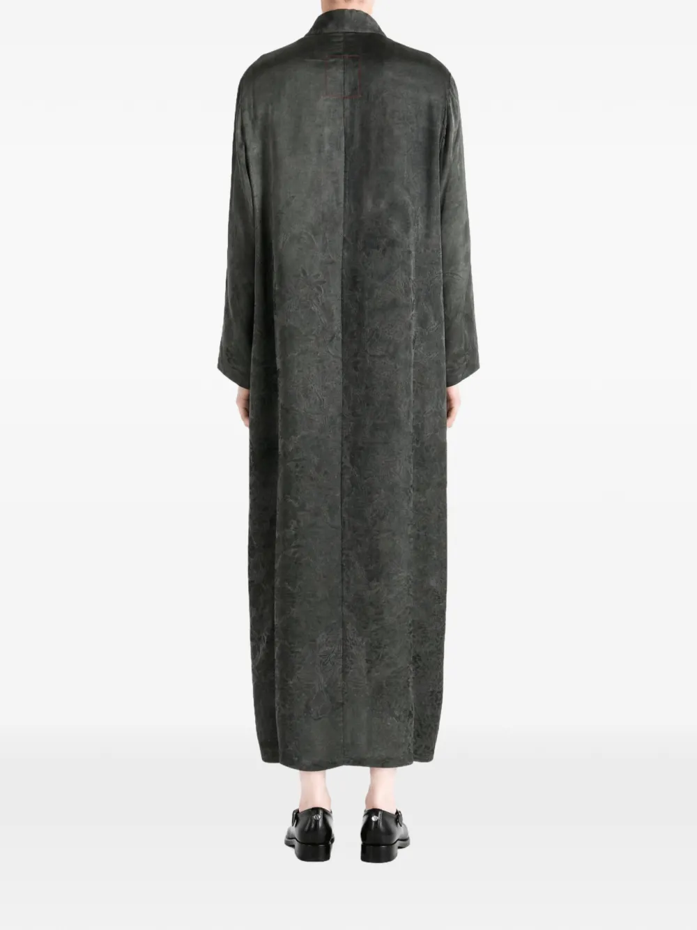 Uma Wang jacquard tie-fastening coat Groen
