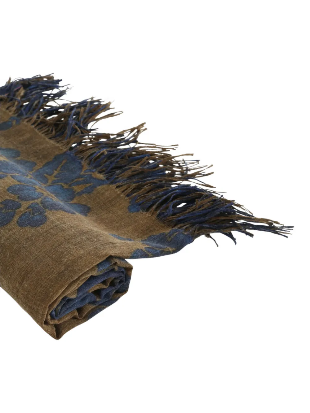 Uma Wang floral-print fringed scarf Bruin